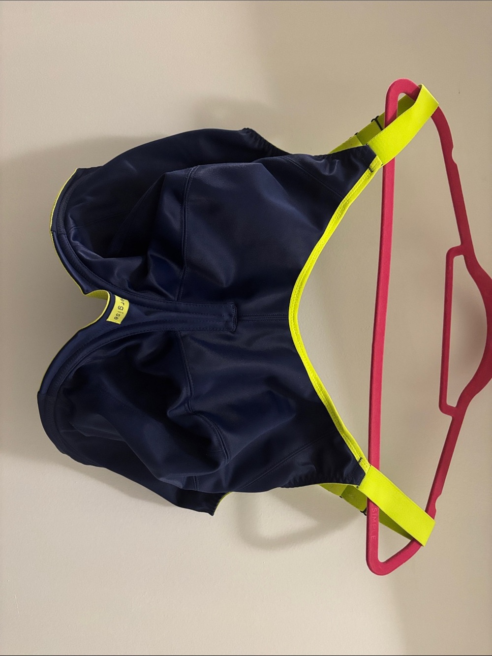 Elomi Energize Navy Sports Bra with Neon Yellow Trim
